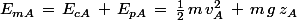 E_{mA}\,=\,E_{cA}\,+\,E_{pA}\,=\,\frac{1}{2}\,m\,v_A^2\,+\,m\,g\,z_A