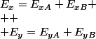 E_{x}=E_{xA}+E_{xB}
 \\ 
 \\ E_{y}=E_{yA}+E_{yB}