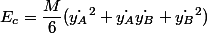 E_c=\dfrac{M}{6}(\dot{y_A}^2+\dot{y_A}\dot{y_B}+\dot{y_B}^2)