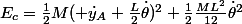 E_c=\frac{1}{2}M( \dot{y}_A+\frac{L}{2}\dot{\theta})^2+\frac{1}{2}\frac{ML^2}{12}\dot{\theta}^2