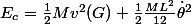 E_c=\frac{1}{2}Mv^2(G)+\frac{1}{2}\frac{ML^2}{12}\dot{\theta}^2