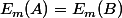 E_m(A)=E_m(B)