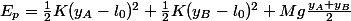 E_p=\frac{1}{2}K(y_A-l_0)^2+\frac{1}{2}K(y_B-l_0)^2+Mg\frac{y_A+y_B}{2}