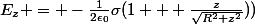E_z = -\frac{1}{2\epsilon_0}\sigma(1 + \frac{z}{\sqrt{R^2+z^2}}))