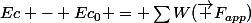 Ec - Ec_0 = \sum{W(\vec F_{app})}