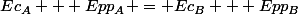 Ec_A + Epp_A = Ec_B + Epp_B