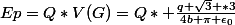 Ep=Q*V(G)=Q* \frac{q \sqrt{3} *3}{4b \pi \epsilon_0}
