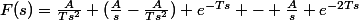 F(s)=\frac{A}{Ts^2}+(\frac{A}{s}-\frac{A}{Ts^2}) e^{-Ts} - \frac{A}{s} e^{-2Ts}