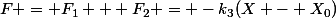 F = F_1 + F_2 = -k_3(X - X_0)