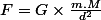 F=G\times\frac{m.M}{d^{2}}