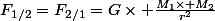 F_{1/2}=F_{2/1}=G\times \frac{M_1\times M_2}{r^2}