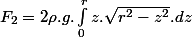 F_{2}=2\rho.g.\int_{0}^{r}z.\sqrt{r^{2}-z^{2}}.dz