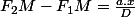 F_{2}M-F_{1}M=\frac{a.x}{D}
