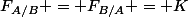 F_{A/B} = F_{B/A} = K&nbsp;&nbsp;\frac{|q_A q_B|}{d^2}