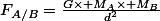 F_{A/B}=\frac{G\times M_A\times M_B}{d^2}