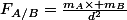 F_{A/B}=\frac{m_A\times m_B}{d^2}