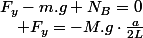 F_{y}-m.g+N_{B}=0\quad;\quad F_{y}=-M.g\cdot\frac{a}{2L}