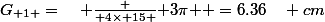 G_{ 1 }=\quad \frac { 4\times 15 }{ 3\pi } =6.36\quad cm