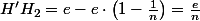 H'H_{2}=e-e\cdot\left(1-\frac{1}{n}\right)=\frac{e}{n}