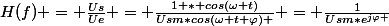 H(f) = \frac{Us}{Ue} = \frac{1 * cos(\omega t)}{Usm*cos(\omega t+\varphi) } = \frac{1}{Usm*e^{j\varphi }}