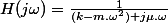H(j\omega)=\frac{1}{\left(k-m.\omega^{2}\right)+j\mu.\omega}