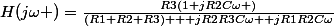 H(j\omega )=\frac{R3(1+jR2C\omega )}{(R1+R2+R3) + jR2R3C\omega +jR1R2C\omega}