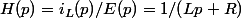 H(p)=i_L(p)/E(p)=1/(Lp+R)