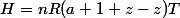 H=nR(a+1+z-z)T