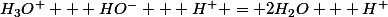 H_3O^+ + HO^- + H^+ = 2H_2O + H^+