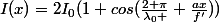 I(x)=2I_0(1+cos(\frac{2 \pi}{\lambda_0 } \frac{ax}{f'}))