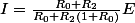 I=\frac{R_0+R_2}{R_0+R_2(1+R_0)}E