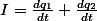 I=\frac{dq_1}{dt}+\frac{dq_2}{dt}