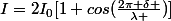 I=2I_{0}[1+cos(\frac{2\pi \delta }{\lambda })]