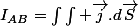 I_{AB}=\int\int \vec{j}.d\vec{S}