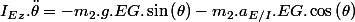 I_{Ez}.\ddot{\theta}=-m_{2}.g.EG.\sin\left(\theta\right)-m_{2}.a_{E/I}.EG.\cos\left(\theta\right)