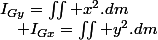 I_{Gy}=\iint x^{2}.dm\quad;\quad I_{Gx}=\iint y^{2}.dm