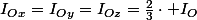 I_{Ox}=I_{Oy}=I_{Oz}=\frac{2}{3}\cdot I_{O}