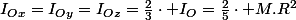 I_{Ox}=I_{Oy}=I_{Oz}=\frac{2}{3}\cdot I_{O}=\frac{2}{5}\cdot M.R^{2}
