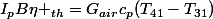 I_{p}B\eta _{th}=G_{air}c_{p}(T_{41}-T_{31})
