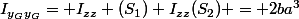 I_{y_{G}y_{G}}= I_{zz} (S_{1})+I_{zz}(S_{2}) = 2ba^{3}