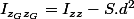 I_{z_{G}z_{G}}=I_{zz}-S.d^{2}