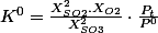 K^{0}=\frac{X_{SO2}^{2}.X_{O2}}{X_{SO3}^{2}}\cdot\frac{P_{t}}{P^{\text{0}}}