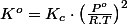 K^{o}=K_{c}\cdot\left(\frac{P^{o}}{R.T}\right)^{2}