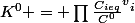 K^0 = \prod{\frac{C_{ieq}}{C^0}}^v^i