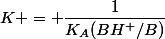 K = \dfrac{1}{K_A(BH^+/B)}