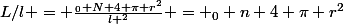 L/l = \frac{_0 N 4 \pi r^2}{l ^2} = _0 n 4 \pi r^2