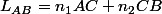 L_{AB}=n_1AC+n_2CB