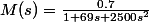 M(s)=\frac{0.7}{1+69s+2500s^{2}}