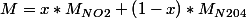 M=x*M_{NO2}+\left(1-x\right)*M_{N204}