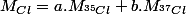 M_{Cl}=a.M_{^{35}Cl}+b.M_{^{37}Cl}